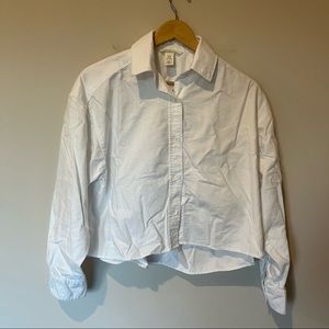 H&M White Cropped Cotton Boxy Shirt